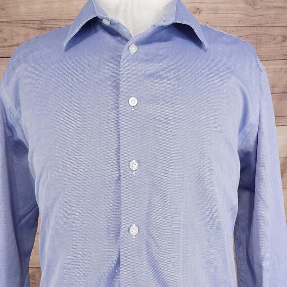 Egara Shirt Mens 2XLT Blue Non-Iron 100% Cotton Dress Button Down Long Sleeve - Picture 1 of 7